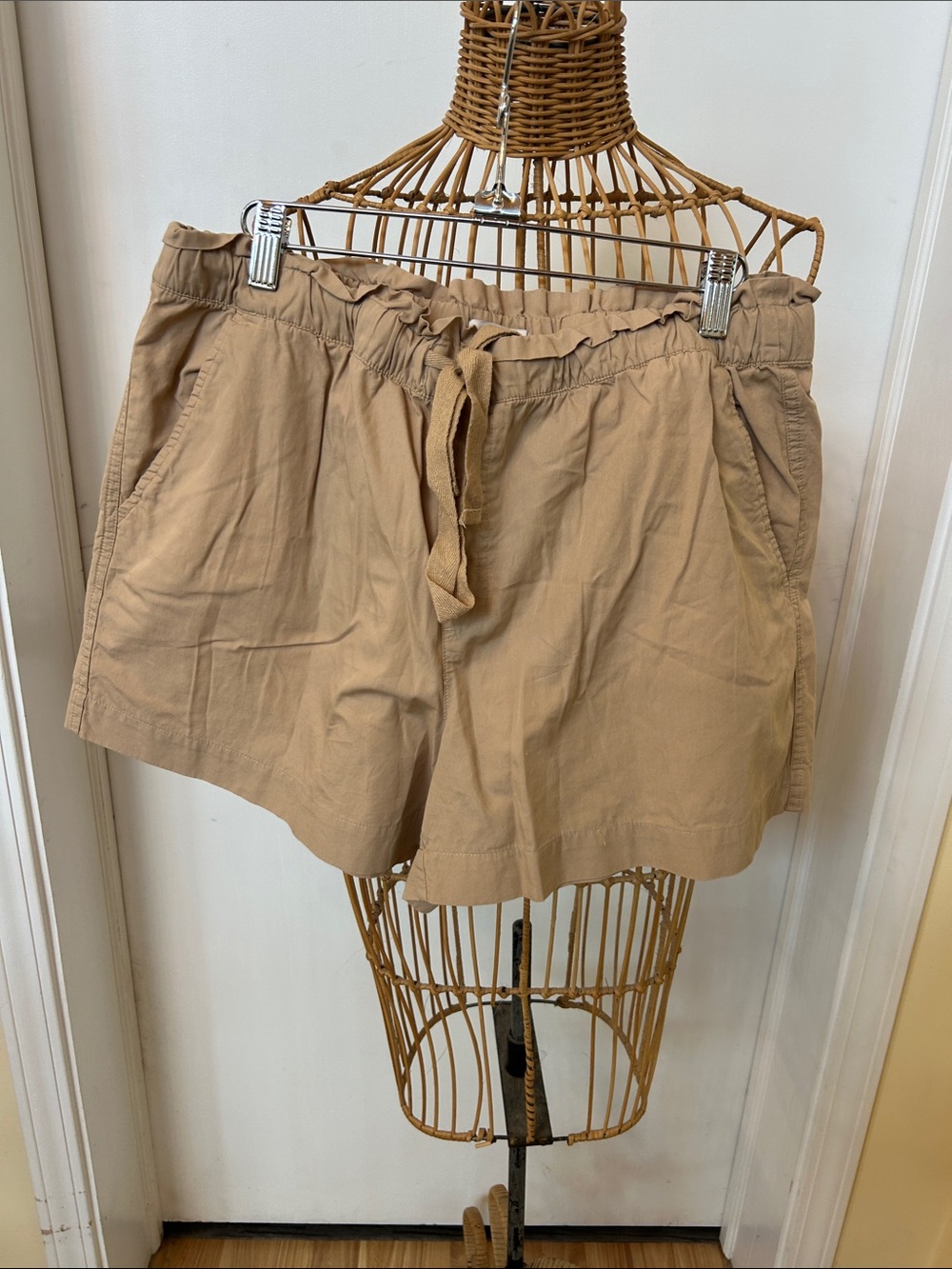 LOFT Women's Drawstring Bermuda Shorts in Khaki